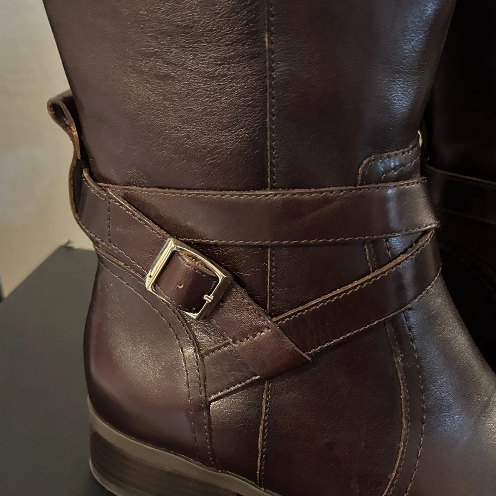 Naturalizer Rena 2 Dark Brown Leather Knee-High Boots Size 9 New In Box - Picture 2 of 10